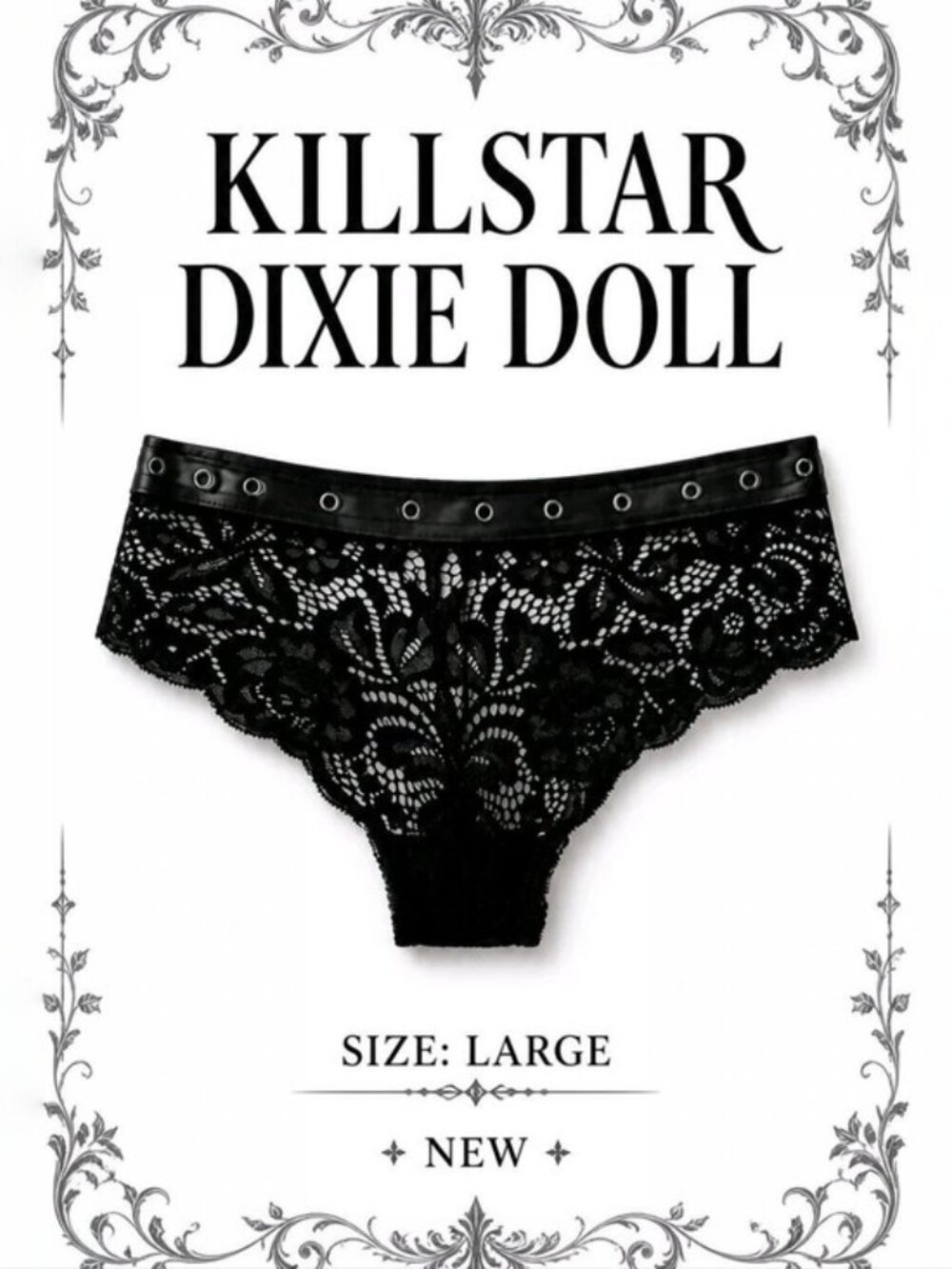 Killstar ✦ Mesh Panty ✦ Black Ruffled Gothic Trim Dixie Doll Collection Sz L NWT